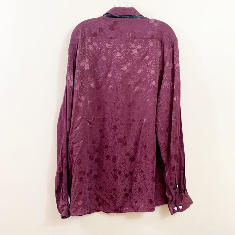 Asos Button Down Burgundy Satin Pattern Black Rib… - image 6